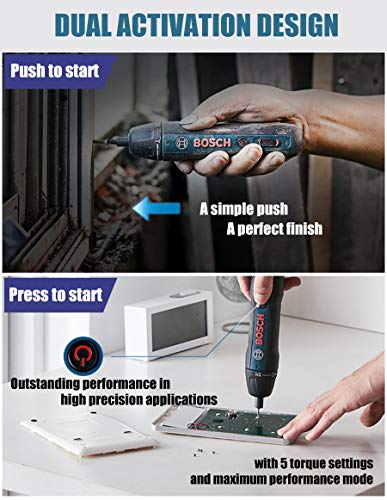 Bosch Power Screwdriver 2nd Generation Press/Push to Go Wireless Cordless Electric Handheld Screwdriver - Navy Plastic Case