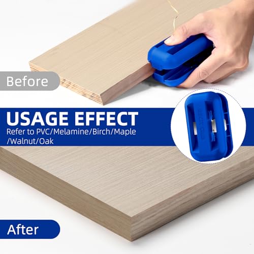 Image of GSCIT Club Edge Banding Trimmer, With Tungsten Carbide Blades, Hand Planer Edge Bander for Burrs,Edge Corner Planer,Wood Chamfering Fillet Scraper,Edge Banding Cutter for PVC ABS Melamine (Blue)