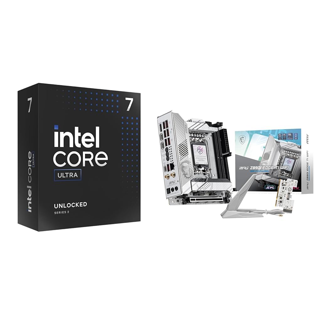 Intel Ultra 7 Desktop Processor 265K - 20 cores (8P+12E) & MSI PRO Z890-S WiFi ProSeries Motherboard (Support Core Ultra Series 2 Intel Processors, LGA 1851, DDR5, Thunderbolt 4, ATX)
