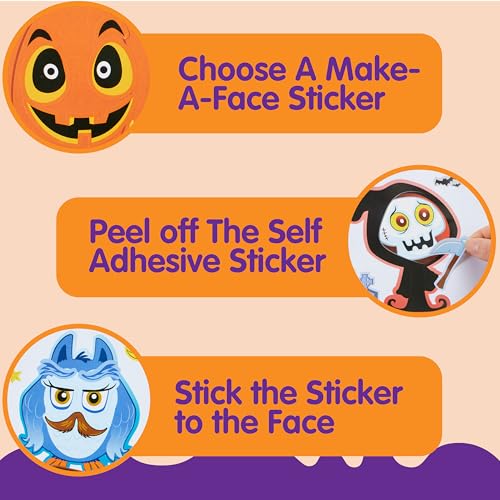 Image of JOYIN 36 Pcs Halloween Make a Face Stickers for Kids, Crafts Party Supplies, Halloween Party Favor, Funny Stickers with 9 Designs, Classroom Art Activities Games Goodies Treats
