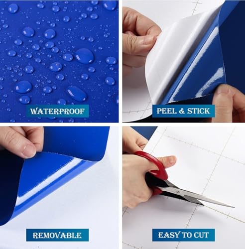 Image of ONETON Glossy Royl Blue Contact Paper Decorative Self Adhesive Counter Top Peel and Stick Wallpaper for Kitchen Cabinets Shelf Drawer Liner Desk Dresser (ROYL BLU Glossy WP, 24x200 inch)