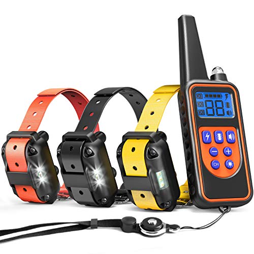 Shock Collar For Dogs, iSPECLE Upgraded Rechargeable Waterproof Dog Training Collar Dog Shock Collar with Remote 2600ft Tone Vibration Shock for Medium Large Breed, Dog training Collars for 3 Dog