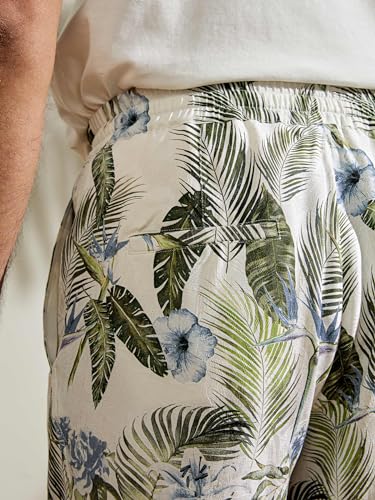 LilySilk 100% Spun Silk Hawaiian Shorts for Men Tropical Palm Print Short Pants with Adjustable Elastics Vacation4