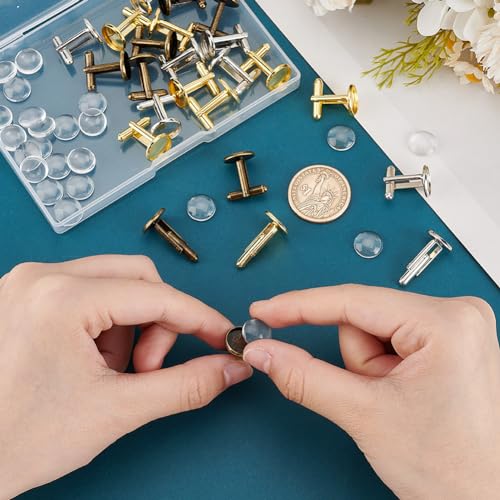 PH PandaHall Bases de Mancuernas 24pcs Latón 3 Colores miniatura 3