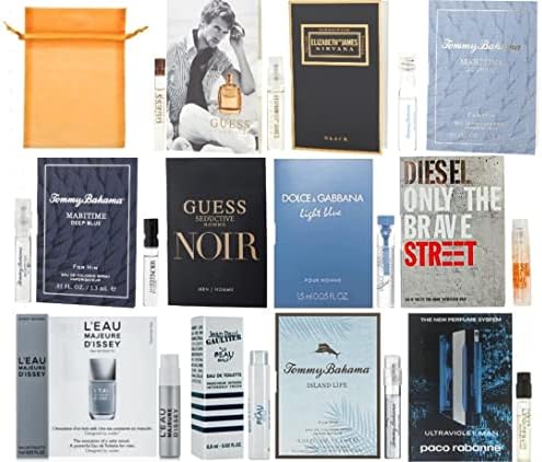 11 Designer Cologne Samples Vials For Men with Organza Bag