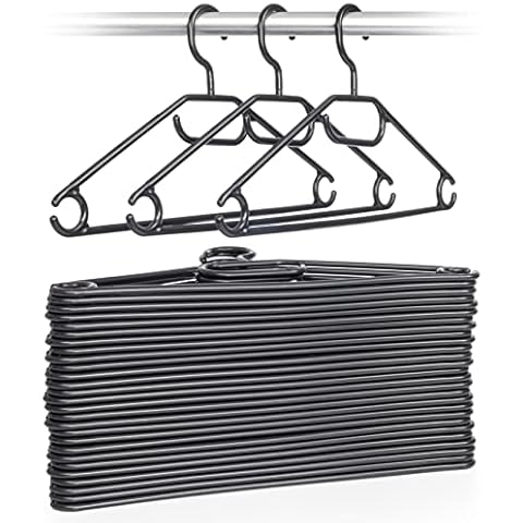 Hausfelder 30er Set Kleiderbügel schwarz, Kunststoff Bügel Cover
