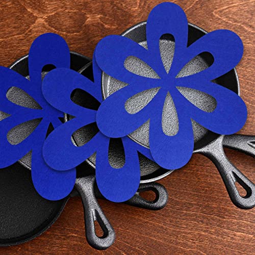 Pfannenschoner Filz,KINHARD 12 Stück Blumenform Stapelschutz35CM Königsblau 25CM Himmelblau 20CM Silbergrau 15CM Rot für… - Image 7