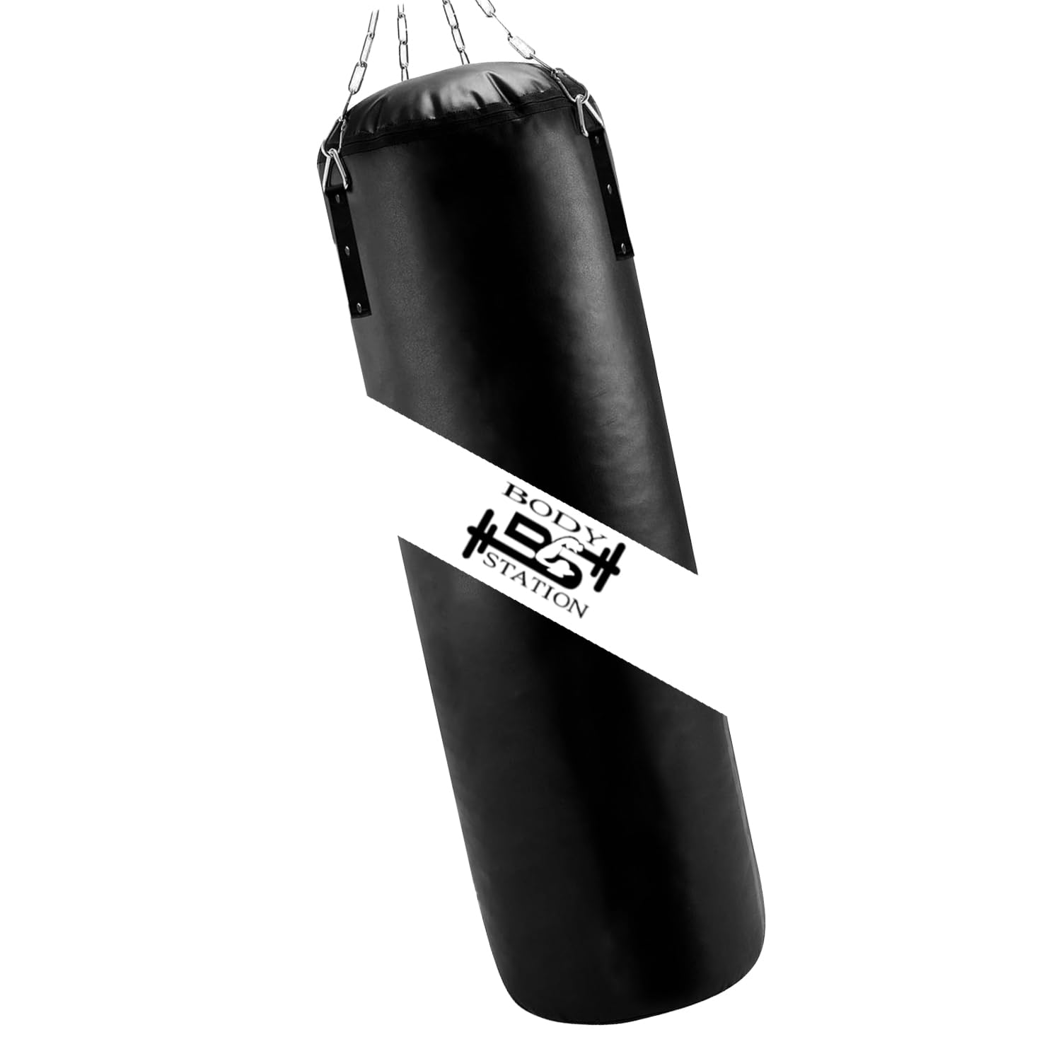 Bodystation Heavy-Duty 3-Layer of PU Leather Punching Bag Durable Design with Attached Free Hanging & Detachable 4 S-Hook Connectors for Workout MMA Boxing Home Gym Training Equipment Black