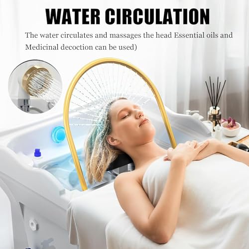 Head Spa Equipment, przenośna umywalka do mycia włosów z fumigacją i fototerapią, termostatyczna umywalka do szamponu z cyrkulacją wody