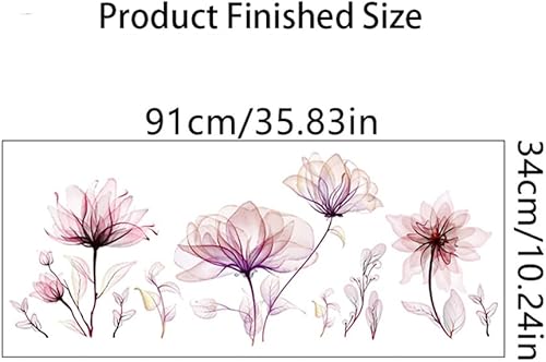 Miniatura 5 de Pegatinas de pared con flores rosadas, mural de pared grande floral para dormitorio de niñas, sala de estar, TV, decoración de pared