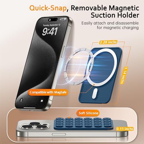 SuydanBox Suporte de telefone com ventosa magnética, suporte de telefone de silicone antiderrapante,
