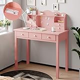 ADORNEVE Writing Desk with USB Port, Home Office Desk with Drawers and Hutch, 36.2' Study Table for...