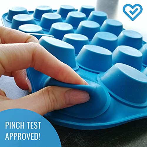 Silicone Mini Muffin Pan 24 Cup And White Mini Cupcake Liners - 300-Pack - Fits Perfectly Any Mini Muffin Baking Pan - Non Stick, Bpa Free, 100% Silicon Bakeware Tin - Also Great For Keto Fat Bombs #TOP2