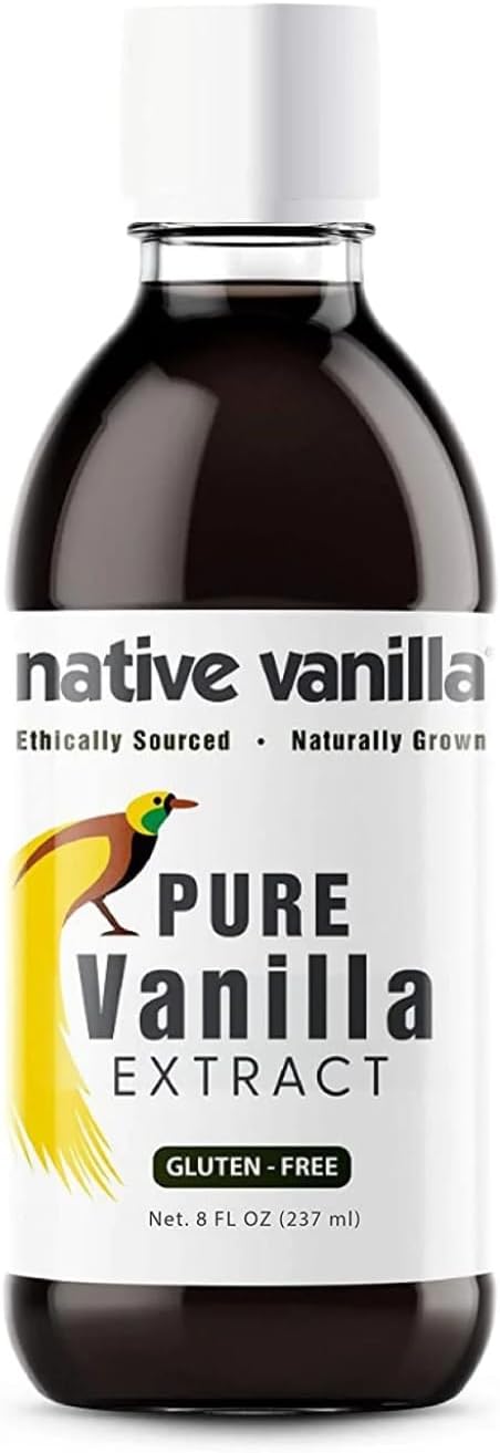 8 oz Pure Vanilla Extract - 100% Real Vanilla Extract - For Cooking, Drinks & Desserts - 100% Vegan, Sugar Free & Kosher - Non-GMO & Gluten-Free - Native Vanilla