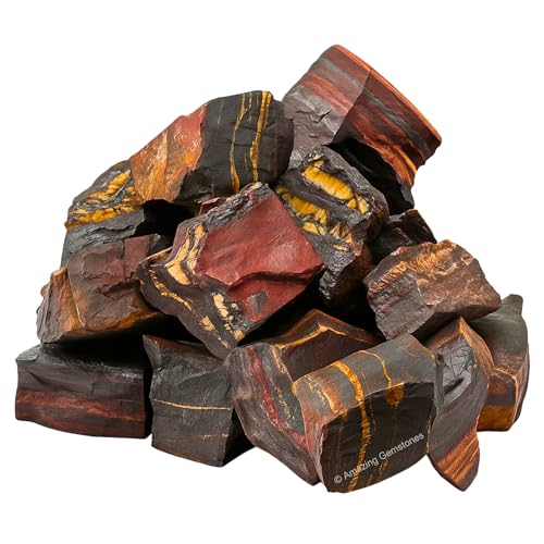Image of Amazing Gemstone 2 Pieces Iron Tiger Eye Raw Crystals and Healing Stones, Natural Rocks for Tumbling and DIY Raw Stones and Crystals