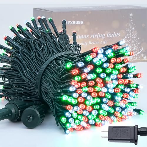 Guirlande lumineuse Noël extérieure pour décorer une terrasse de fête en rouge blanc vert 28m