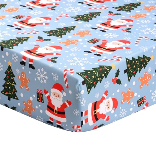 Image of JISEN Christmas Fitted Crib Sheets for Boys Girls 52x28 Inch Santa Claus