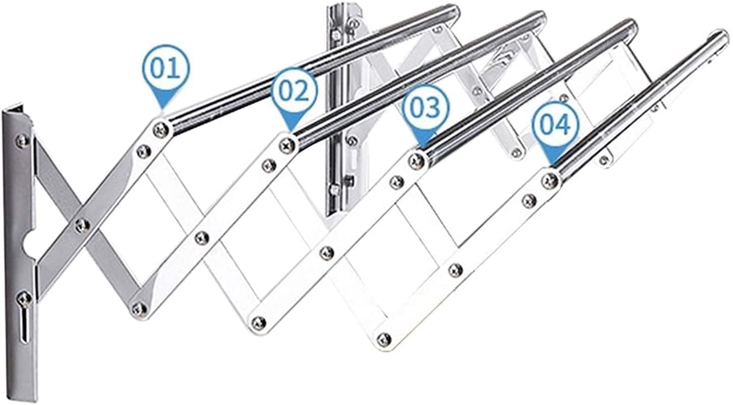 Wandmontierter Wäscheständer, teleskopischer, zusammenklappbarer Handtuchhalter für Badezimmer, Wandmontage, Regal, Organizer, Aufbewahrung, Wäscheständer aus Edelstahl mit 4 Stangen, Handtuchtrockner