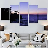 SIGNWIN 5 Panel Canvas Wall Art Modern Art Astronomy & Space Dramatic Minimalist Moon Multicolor Photography for Home Decorations Ready to Hang - 60