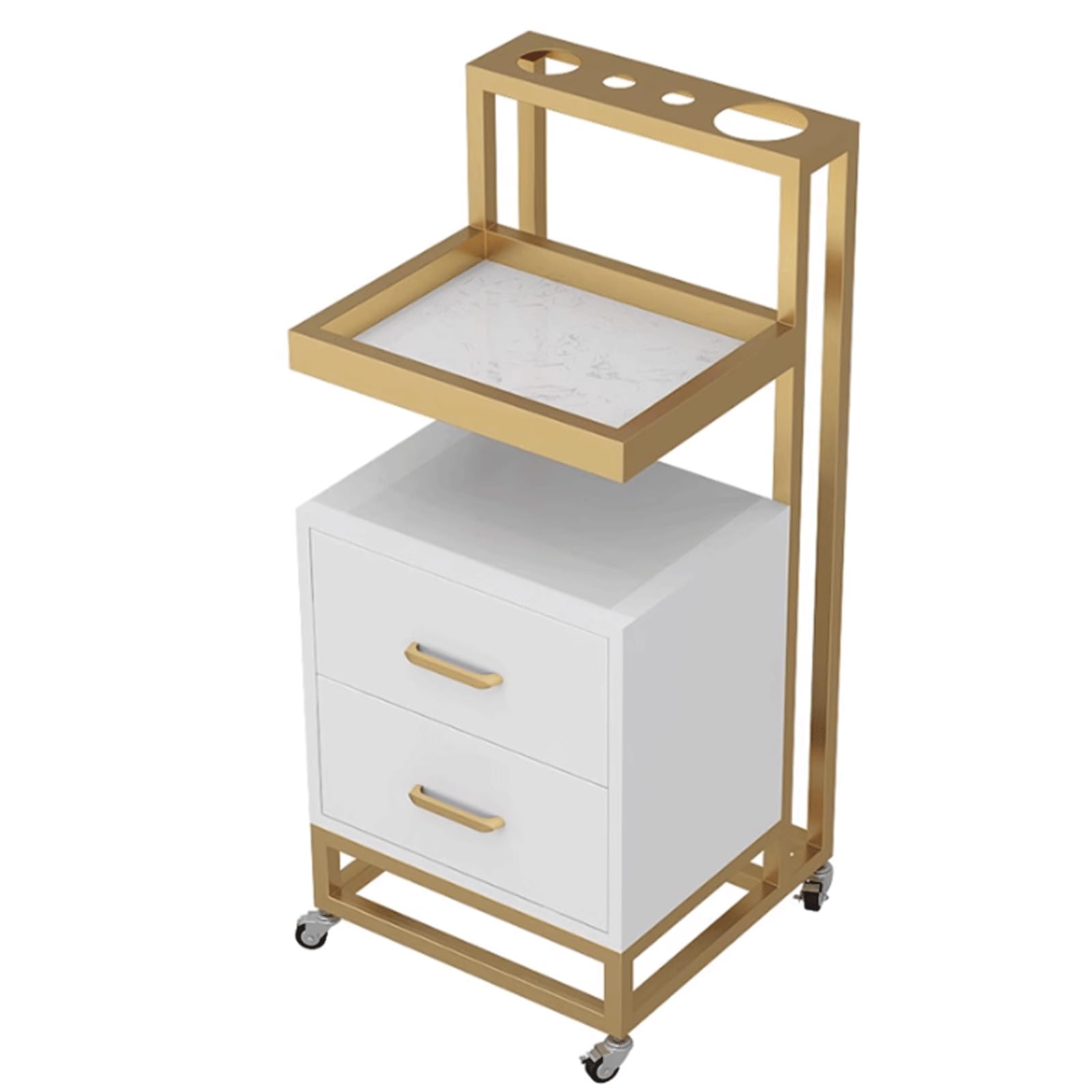 esmen Carrello del Salone Carrello in Metallo per Carrello per Salone di Bellezza Medico Carrello per Spa con 2 cassetti Vassoio per Strumenti per Parrucchiere per Clinica Spa