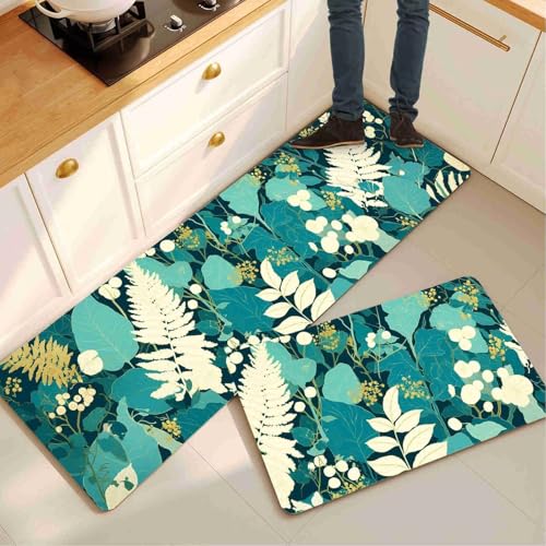 Juego de alfombras de cocina antideslizantes de 45x140 y 45x70cm con secado rápido 2