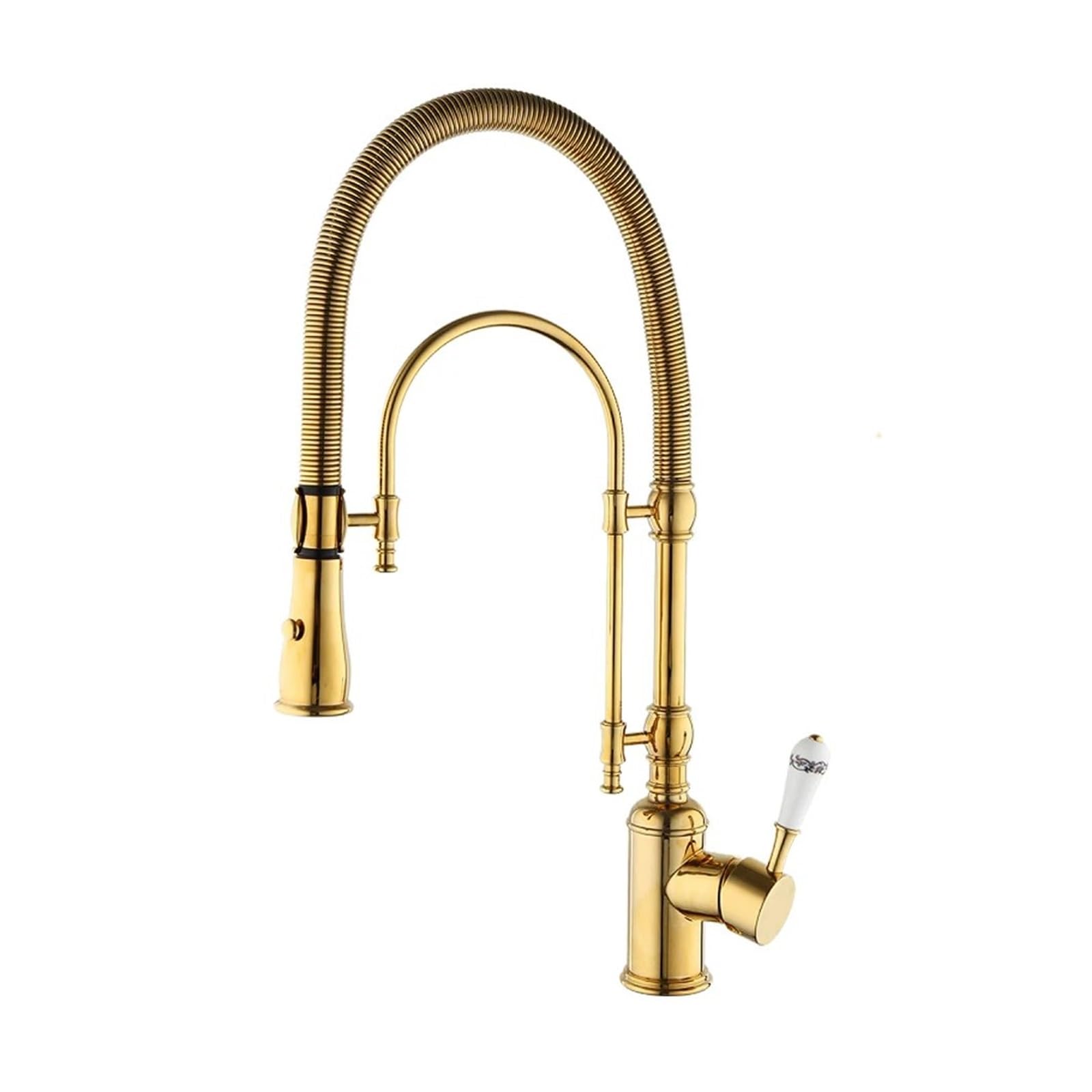 Yjyjy A Faucet Gold Plated Kitchen Faucet With Swivel Vessel Sink Pull Down Spring Spray Nickel Brushed Washbasin Mixer Tap Bathroom Vanity Upgrade Tap