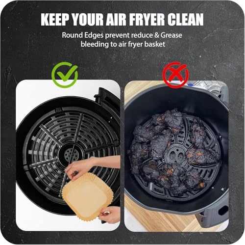 Roe Tenpo Air Fryer Liners, 100Pcs Disposable Baking Parchment Paper, Non-Stick & Greaseproof, Air Fryer Accessories for Ninja ON400UK AF140UK SL300UK, COSORI, Tefal, Russell Hobbs Air Fryer - Image 5
