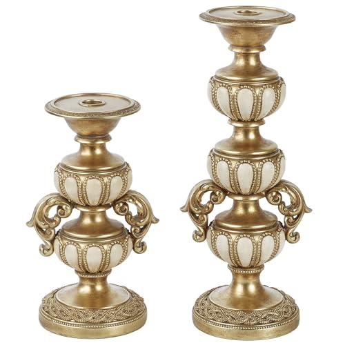 Millea Candleholders Champagne Gold & Ivory Set Set of 2