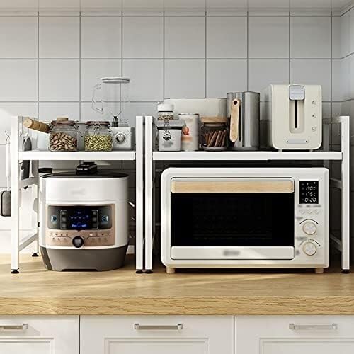 Étagère de cuisine extensible et support de four à micro-ondes à 2 niveaux en acier - 5