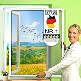 KESSER® Fliegengitter Fenster 110x130cm Mückenschutz mit Aluminium Rahmen, Spannrahmen Fliegengitter ohne Bohren, Insektenschutz, Moskitonetz Fliegennetz für Fenster einfach montieren, Weiß