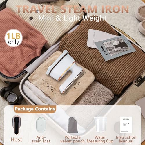 Tenhitoys Travel Steamer Iron For Clothes Led Portable Mini Steam Ironing Machine Handheld Small Travel Size Traveling Garment Hand Held Steamer For Clothing Travel Dorm Essentials College Home Room thumb #5