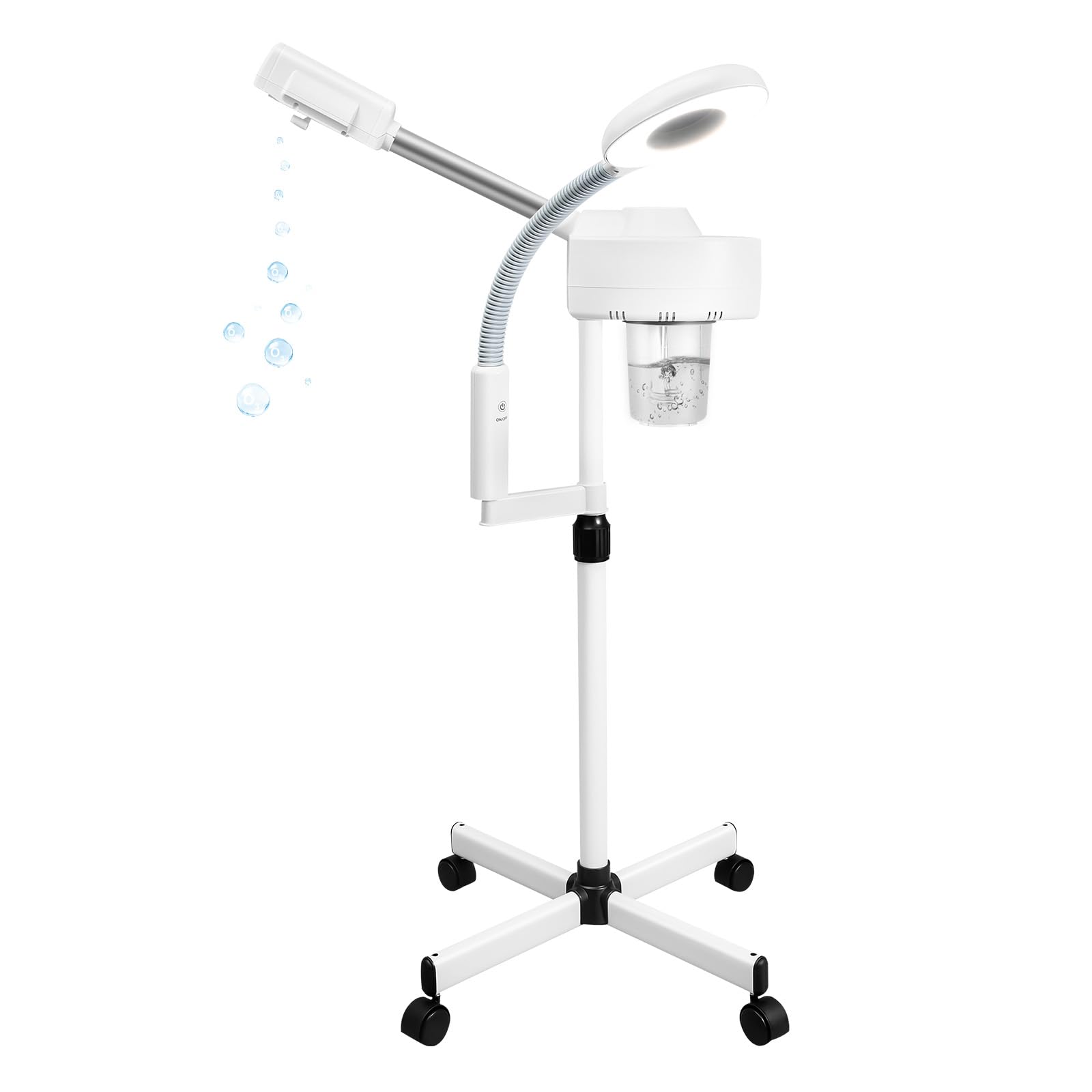 2 in 1 Vapozone facciale Apparecchio combinato con 5X Lampada LED Vapore Vapore Lampada Lente d'ingrandimento Macchina per Salone di Bellezza Cura del Viso Professionale