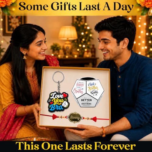 Image of SOLOBOLO Unisex Adult Rakhi For Brother And Bhabhi | Customised Raakhi With Name For Brother | Rakhee Combo Gift For Sister And Bhai | Rakshabandan For Bro And Sister