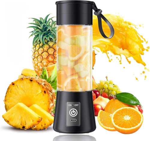 Image of Portable Juicer Blender with 6-Blade, USB Rechargeable, Personal Smoothie Maker, Protein Shake Mixer, Built-In Bottle, for Home, Travel and Gym