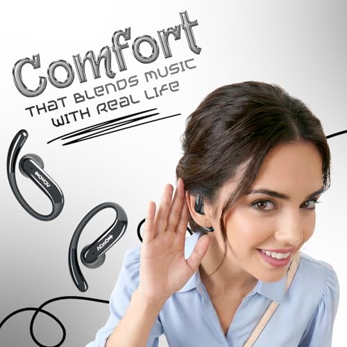 Image of ACwO DwOTS 575 Wireless Open Ear Wireless Earbuds, All-Around Awareness, 60H Playtime, ENC Technology, Long-Term Comfort, 10mm Drivers, 3 EQ Modes, Fast Charge 1.5Hrs (Midnight Black)