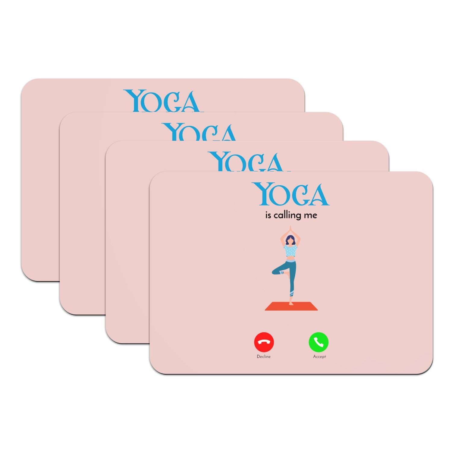 Set de table rose en caoutchouc x4 motif zen yoga 39,5x28,5 cm