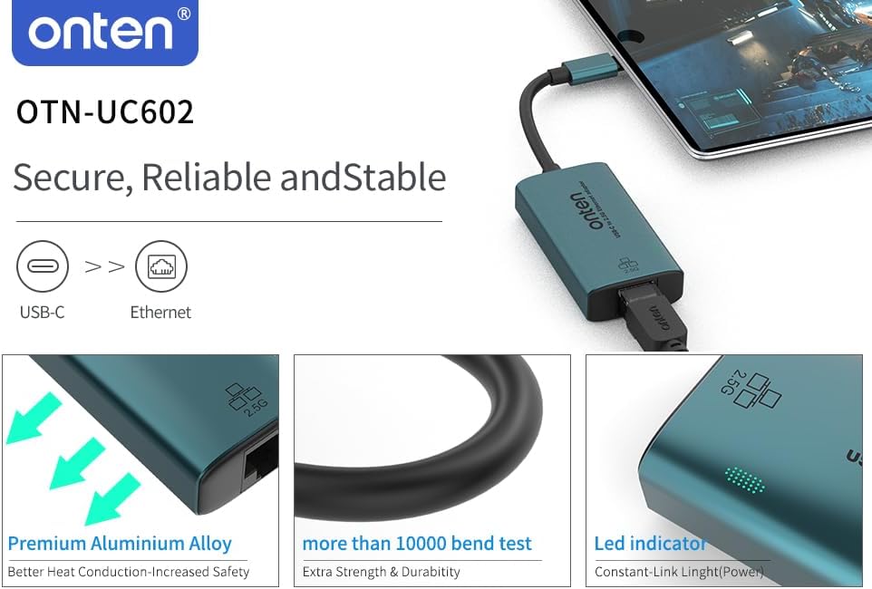 USB-C to Ethernet Adapter - 2.5Gbps High-Speed,Type-C to RJ45 Ethernet LAN Network Adapter Thunderbolt 4/3 Compatible, for iPhone 15 Pro/Max, MacBook Pro/Air 2023, iPad Pro,iMac and More (2.5 G) image 2 of 6 B0F1FHGRHQ