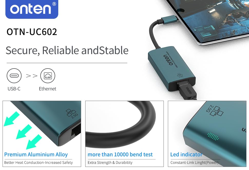 USB-C to Ethernet Adapter - 2.5Gbps High-Speed,Type-C to RJ45 Ethernet LAN Network Adapter Thunderbolt 4/3 Compatible, for iPhone 15 Pro/Max, MacBook Pro/Air 2023, iPad Pro,iMac, S23, XPS 17 and More