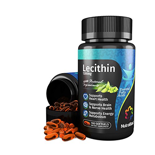 NutraBlast Soy Lecithin 1200mg Supplement - Non-GMO - Made in USA (100 Softgels)
