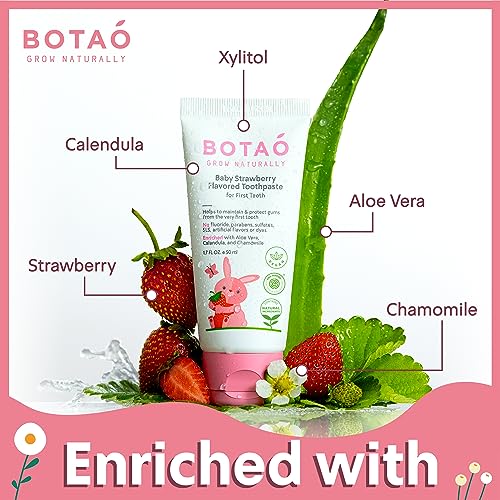 Botao KC830628 Fluoride Free Baby Toothpaste | Strawberry Flavored - Organic Training Natural Toddler Toothpaste thumb #3