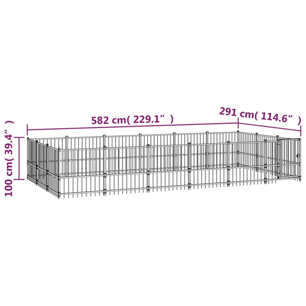 Forniture per cani Cuccia per cani da esterno in acciaio 16,94 m Animali e forniture per animali domestici