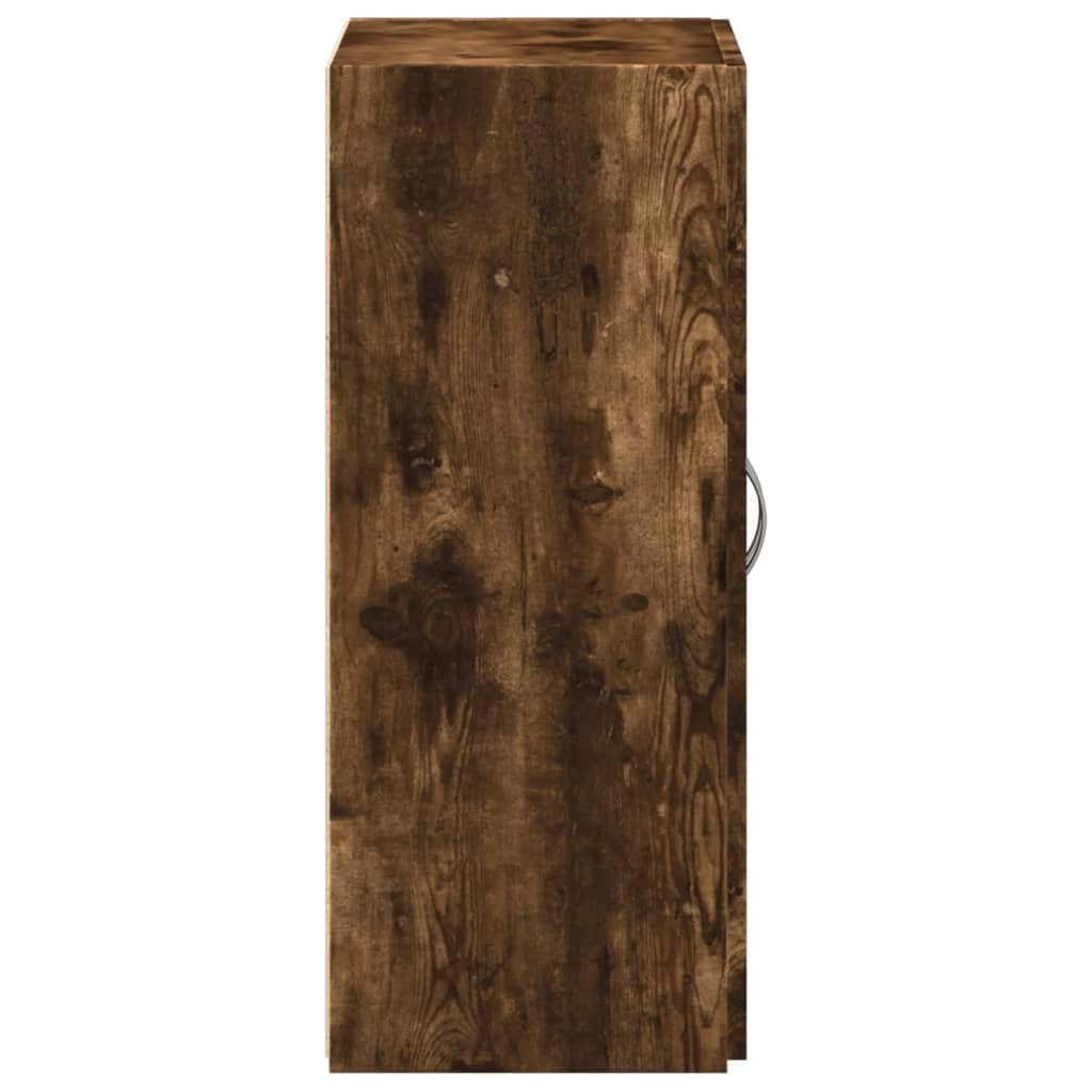 Aktenschrank Räuchereiche 60x32x77,5 cm Holzwerkstoff mit Zwei Türen und Schubladenschrank Regal für Büroorganisation und Stauraum