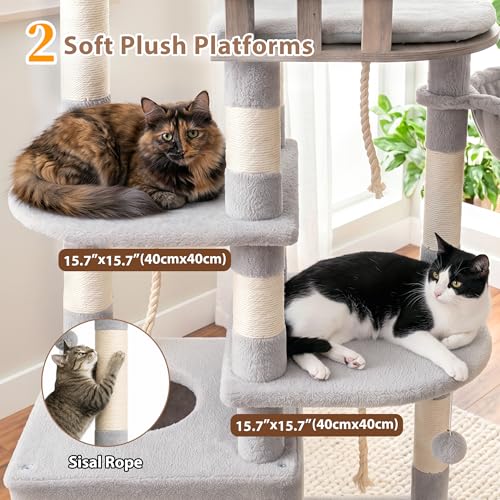 Árbol para gatos grande interior gris claro 74.8 in miniatura 4