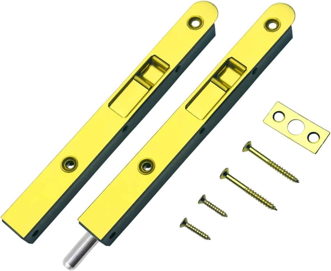 QCAA Flush Bolt, 7", Brass, Solid Brass Face Plate, 2 Pack