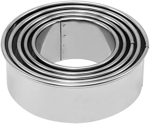 Cortador redondo de acero inoxidable de 5 tamaños diferentes para hornear con borde enrollado, cortador de galletas, moldes para hacer donas,