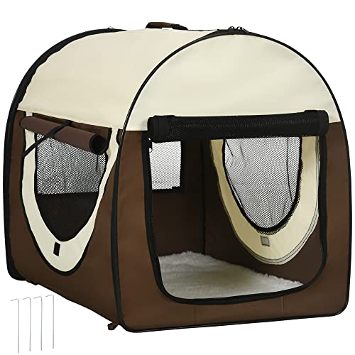 PawHut Hundebox Faltbare Hundetransportbox Transportbox für Tier 2 Farben 5 Größen (70 x 51 x 59 cm) Kaffee