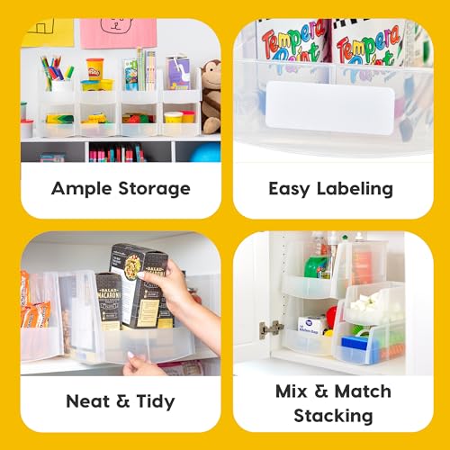 IRIS USA Clear Plastic Stackable Storage Bins, Large- 8 Pack, Open Front Fridge Pantry Kitchen Closet Cabinet Bathroom Organizer Basket for Organizing Snack, Cans, Office Supplies, and Coffee Pods by IRIS USA - Image 3