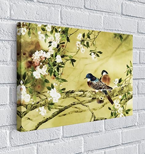 CHINESE ARTWORK Grande Tela Orientale con Uccelli