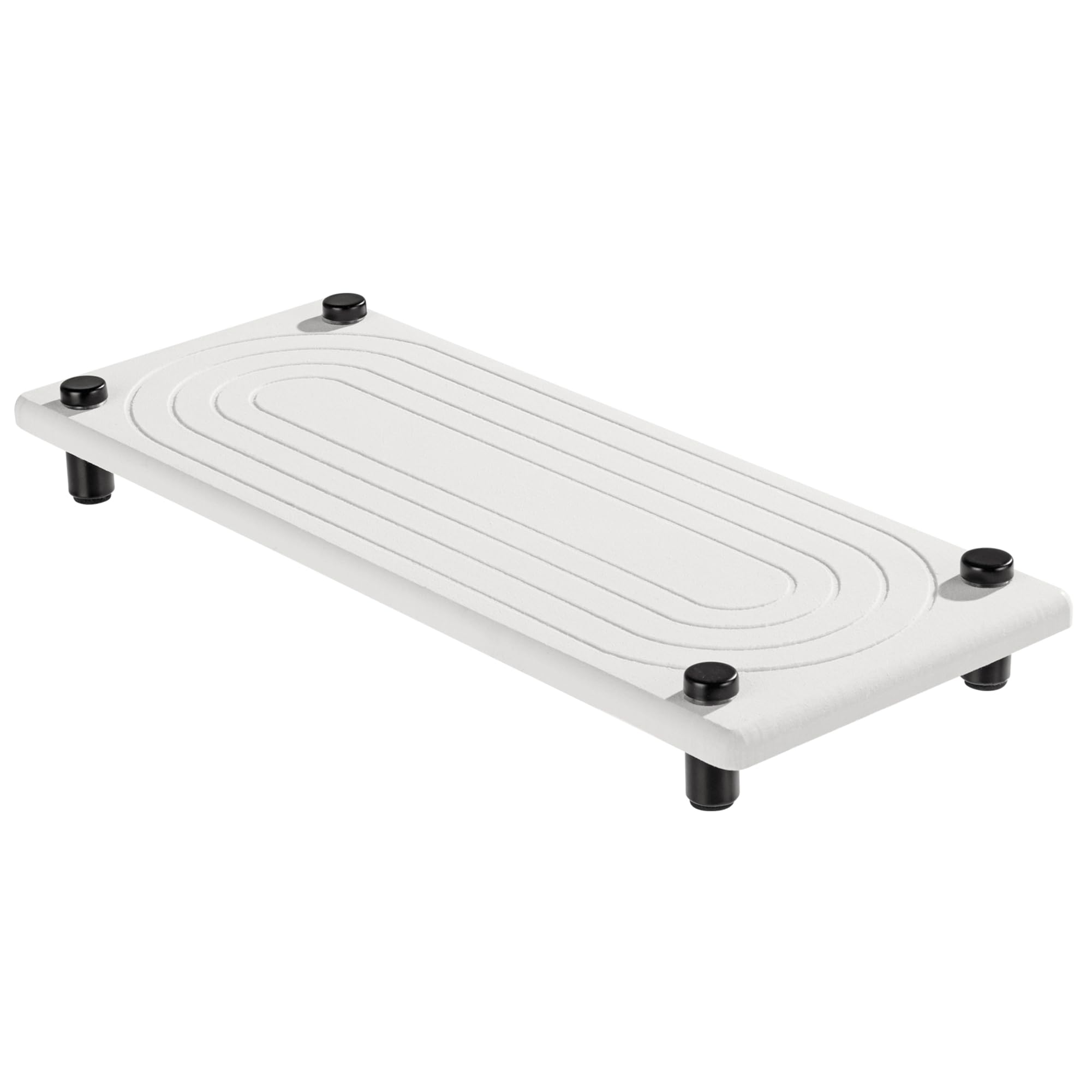 Navaris Instant Dry Organizer do zlewu, szybkoschnący, kamienny pojemnik na zlew, taca łazienkowa lub kuchenna z nóżkami ze stali nierdzewnej, do przechowywania mydła i butelek, biały