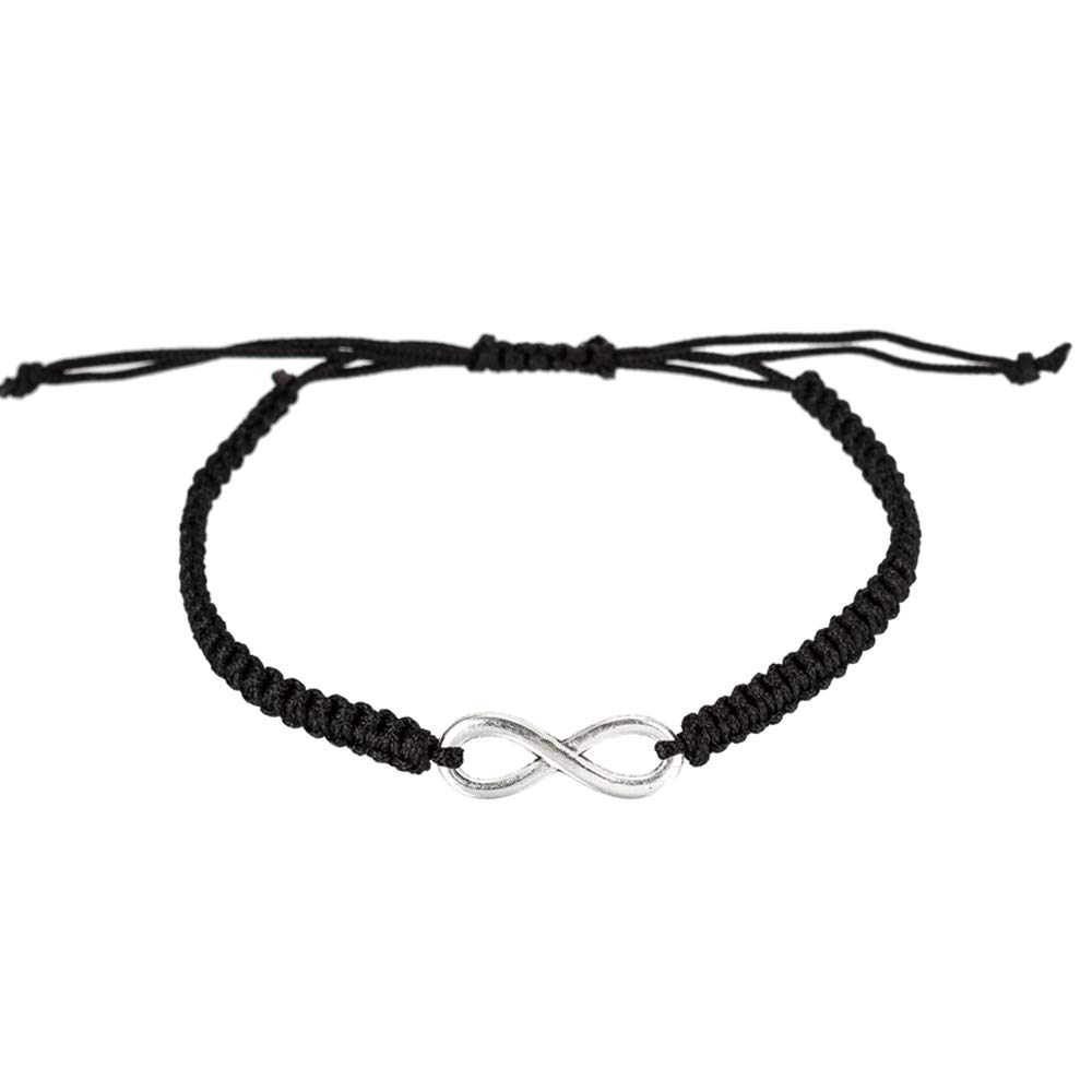 kelistom Red/Black String 8 Infinity Charm String Bracelets for Women Men Adjustable Hand-Woven Cord Thread Friendship Bracelet (1pc & Black)